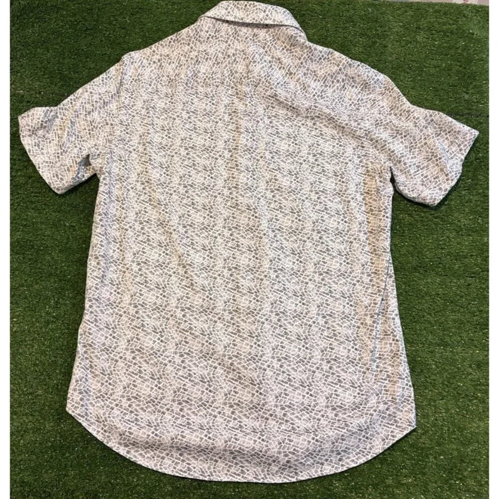 Bugatchi shirt mens medium white black ooohcotton tech lighweight pockets 46 - Picture 6 of 10